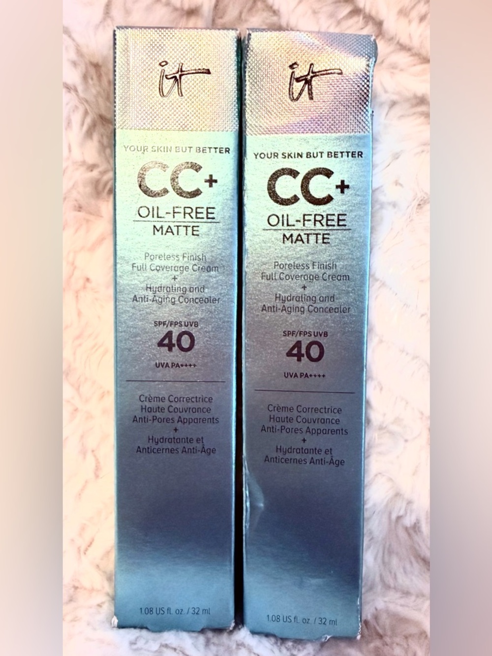 NIB Set of Two IT Cosmetics CC+ Oil-Free Matte Cream SPF 40 in Rich Honey